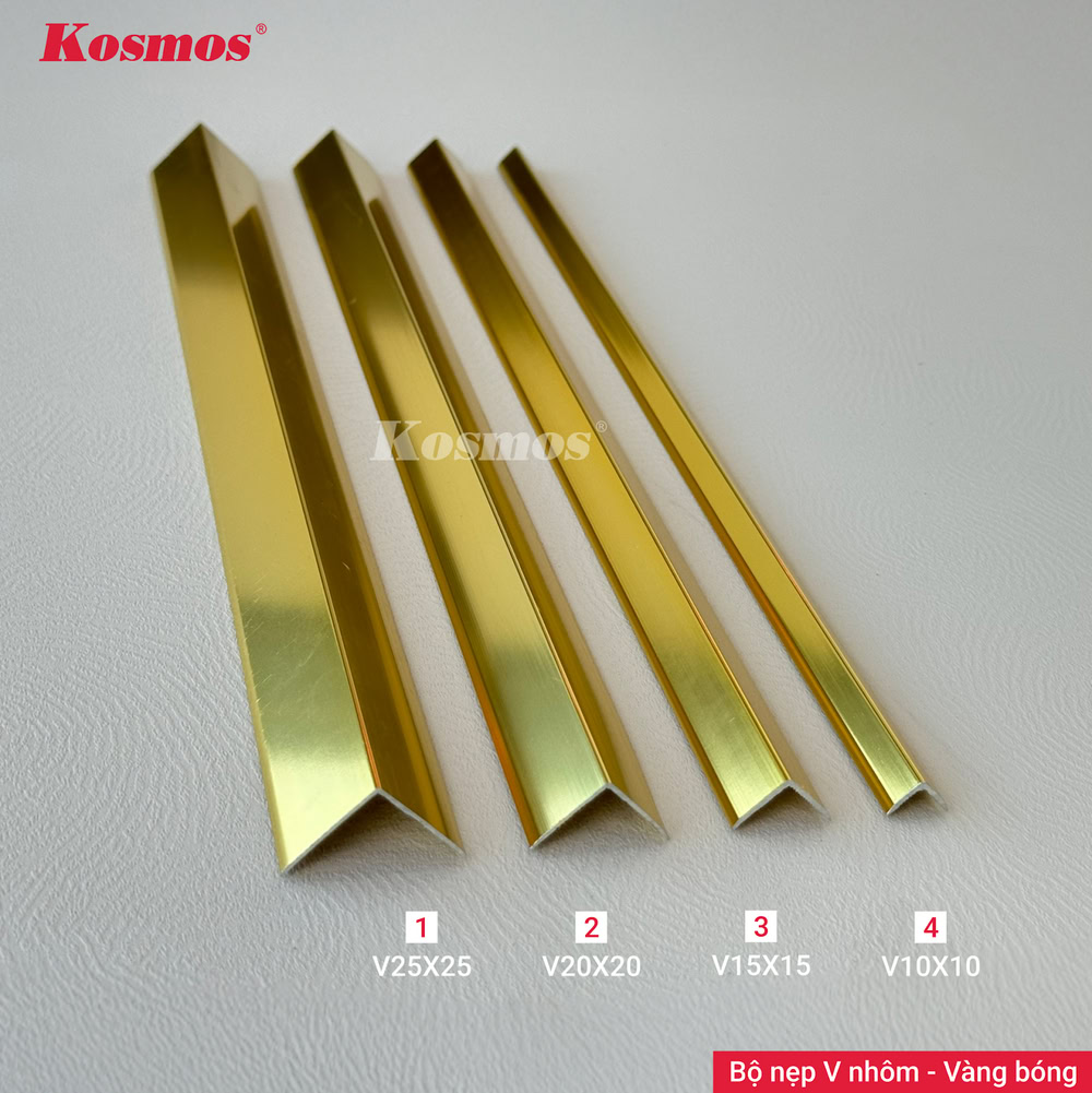Bộ nẹp nhôm V vàng bóng Kosmos