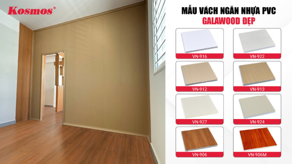 Bộ sưu tấm vách ngăn nhựa PVC Galawood bền, rẻ, đẹp
