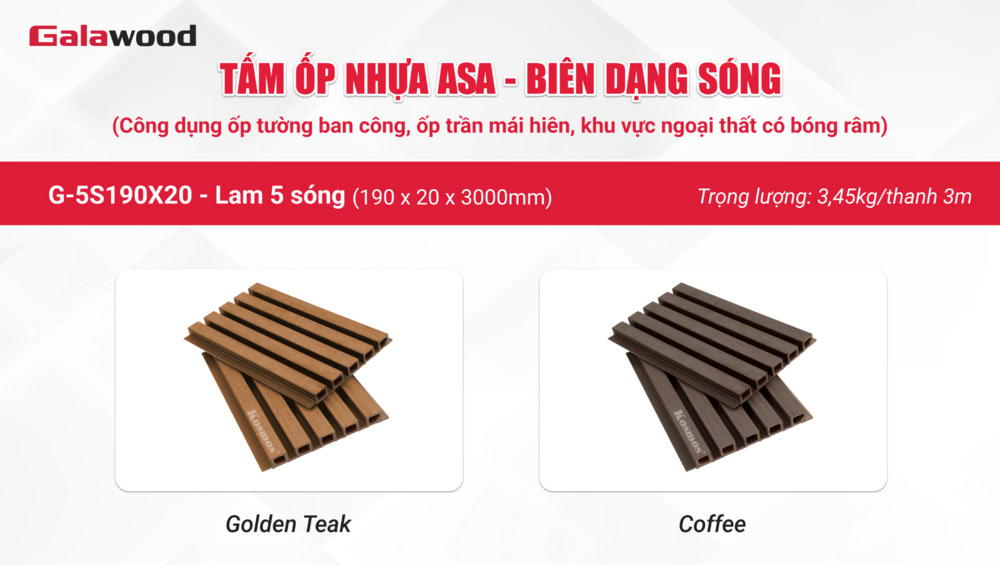Bộ sưu tập lam 5 sóng nhựa ASA G-5S190X20