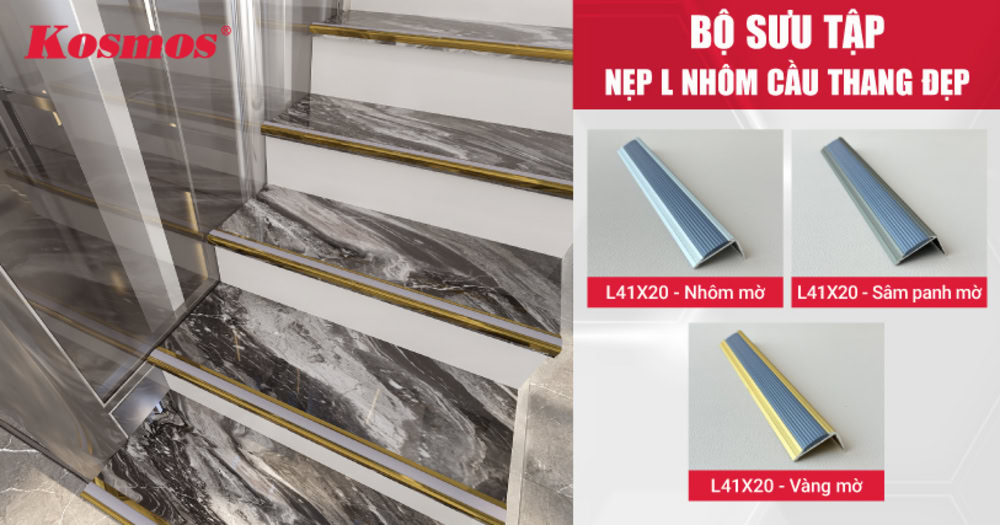 Bộ sưu tập nẹp L nhôm chống trượt cầu thang đẹp Bộ sưu tập nẹp L nhôm chống trượt cầu thang đẹp