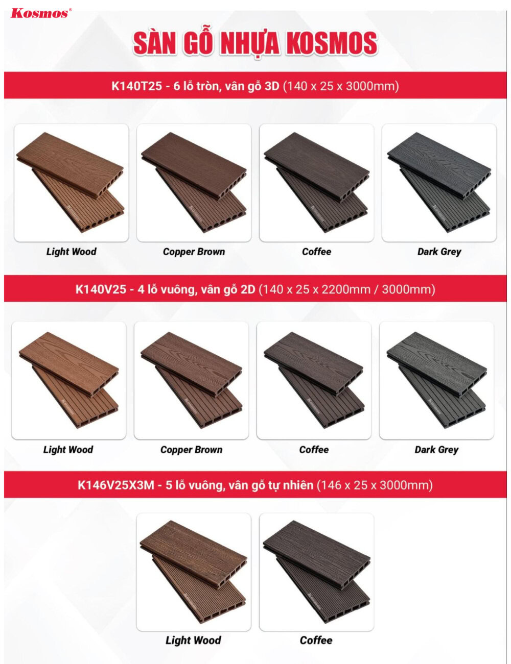 Bộ sưu tập sàn gỗ nhựa 1 lớp Kosmos