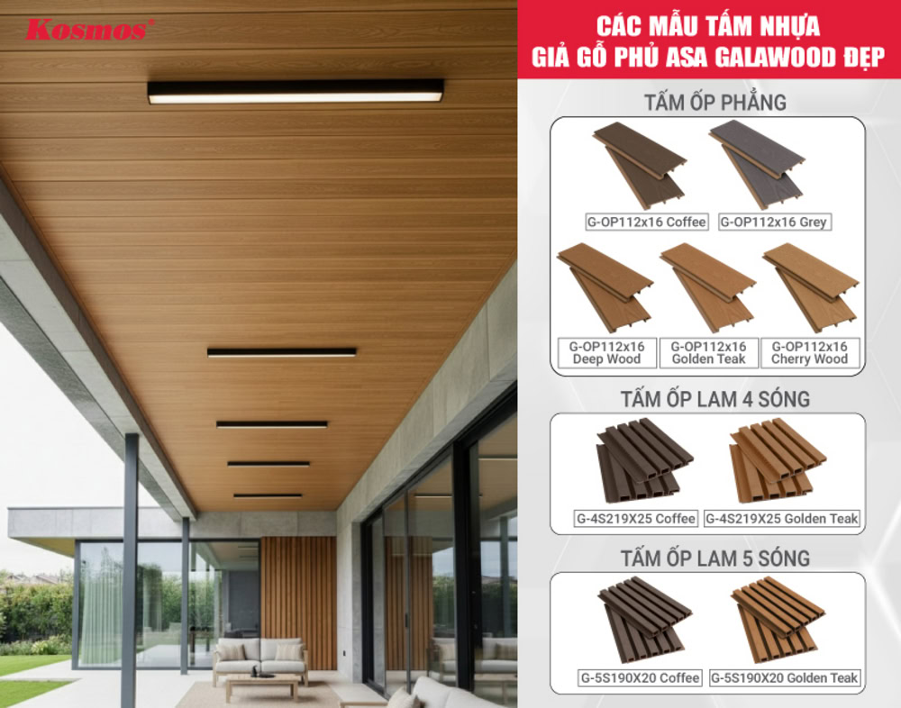 Bộ sưu tập tấm nhựa giả gỗ phủ ASA Galawood đẹp