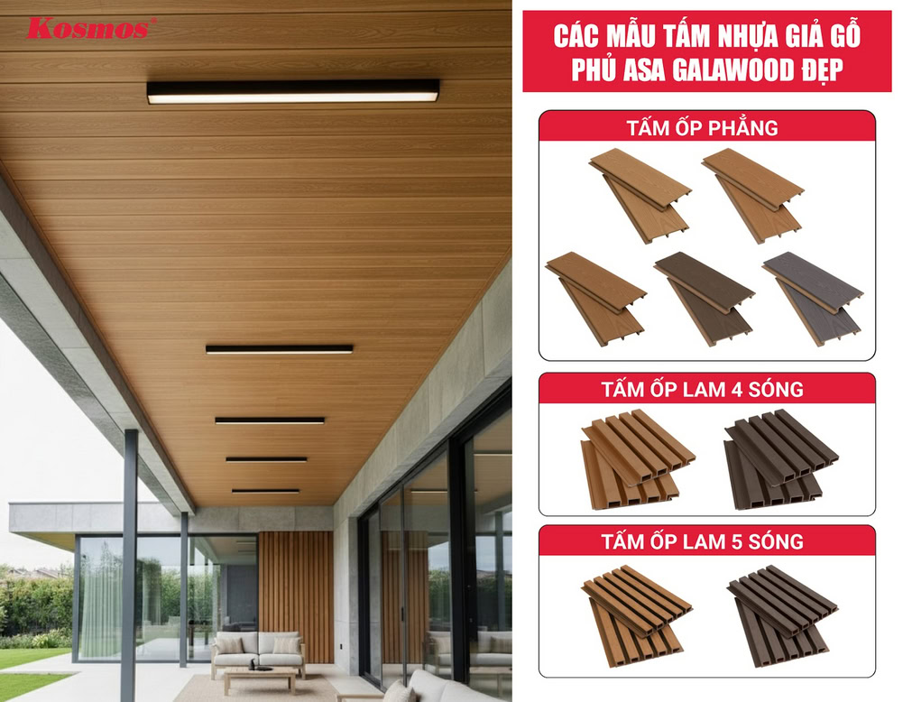 Bộ sưu tập tấm nhựa giả gỗ phủ ASA Galawood đẹp