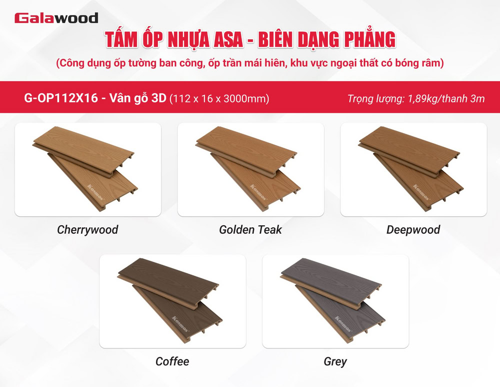 Bộ sưu tập tấm ốp nhựa ASA G-OP112X16