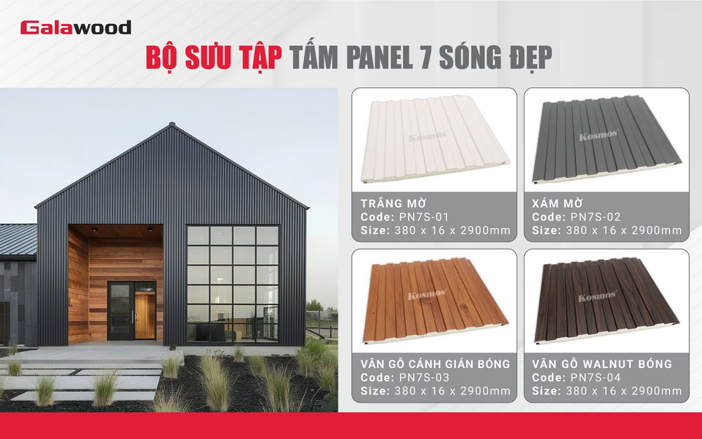 Bộ sưu tập tấm panel 7 sóng Galawood đẹp