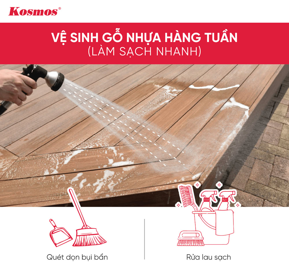 Các bước vệ sinh gỗ nhựa hàng tuần