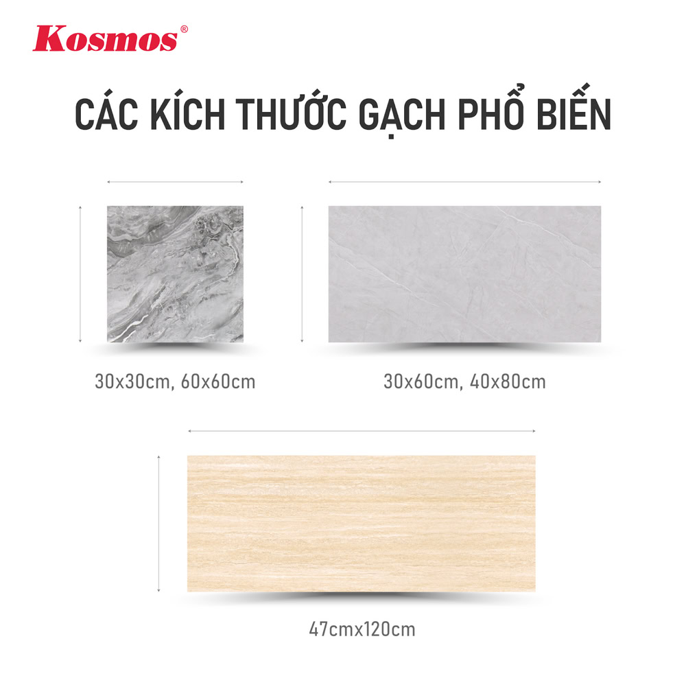 Các kích thước gạch phổ biến