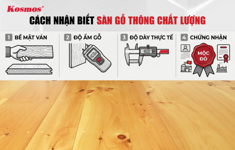 Cách nhận biết sàn gỗ Thông chất lượng