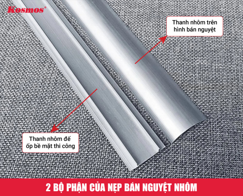 Cấu tạo 2 bộ phận của nẹp điện bán nguyệt nhôm