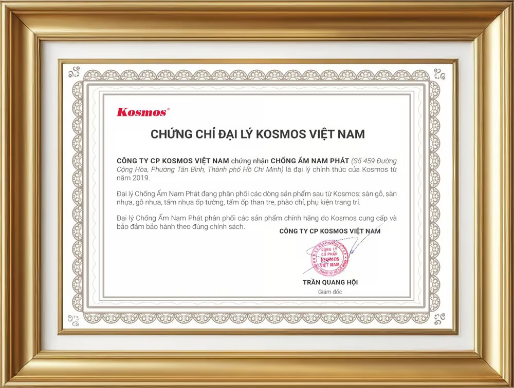 Chứng chỉ chứng nhận Chống Ẩm Nam Phát là đại lý Kosmos tại Thành phố Hồ Chí Minh