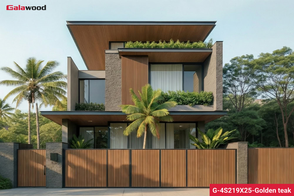 Công trình thực tế hoàn thiện bề mặt ngoại thất bằng tấm nhựa ngoài trời Kosmos