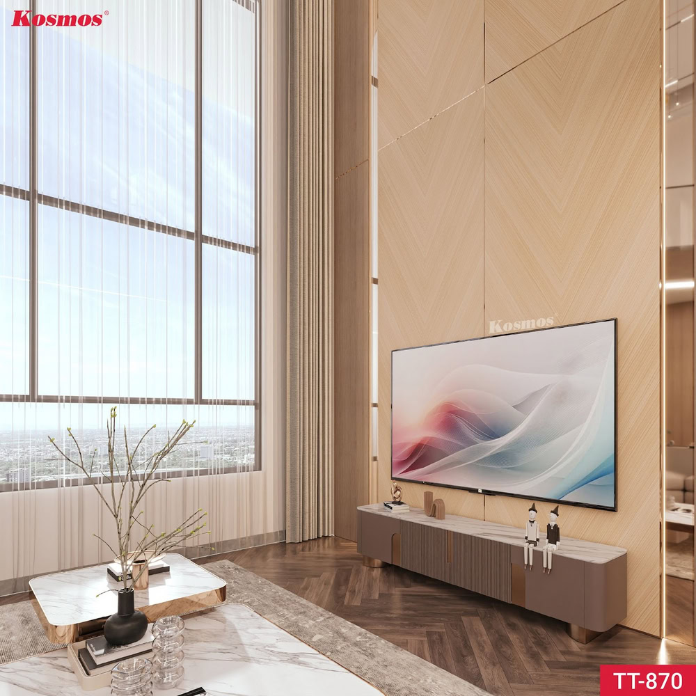 Công trình thực tế ốp vách tivi bằng tấm than tre TT-870