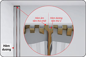 Đặt hèm dương nằm cạnh hèm âm, không lắp chồng