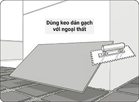 Use specialized tile adhesive for exterior areas.