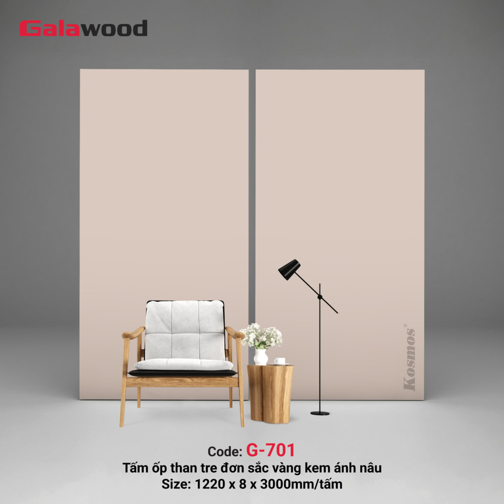 G-701 là tấm ốp than tre đơn sắc vàng kem ánh nâu Galawood