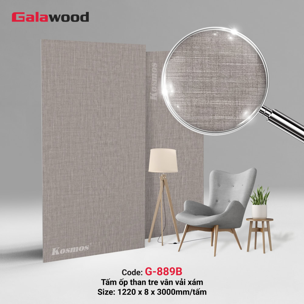 G-889B là tấm ốp than tre vân vải xám Galawood