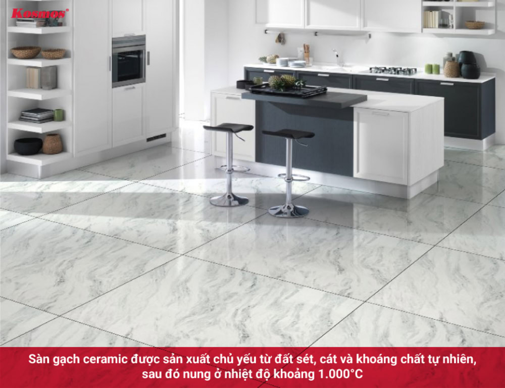 Gạch ceramic có độ hút ẩm trung bình chỉ 3 - 6% và dễ vệ sinh