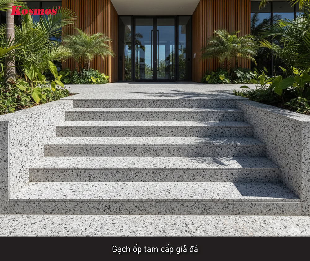 Gạch ốp tam cấp giả đá