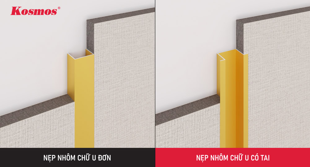 Hai loại nẹp nhôm chữ U phổ biến