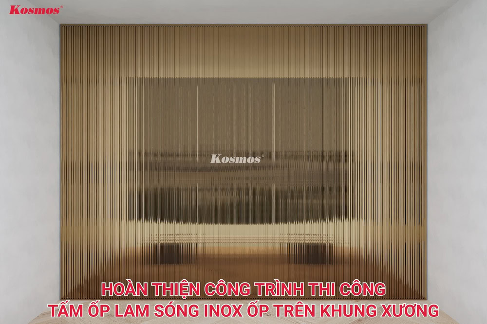 Hình hoàn thiện công trình thi công lam sóng inox trên khung xương