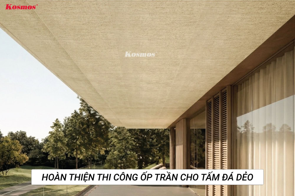 Hoàn thiện lắp đặt trần ban công đá dẻo đẹp