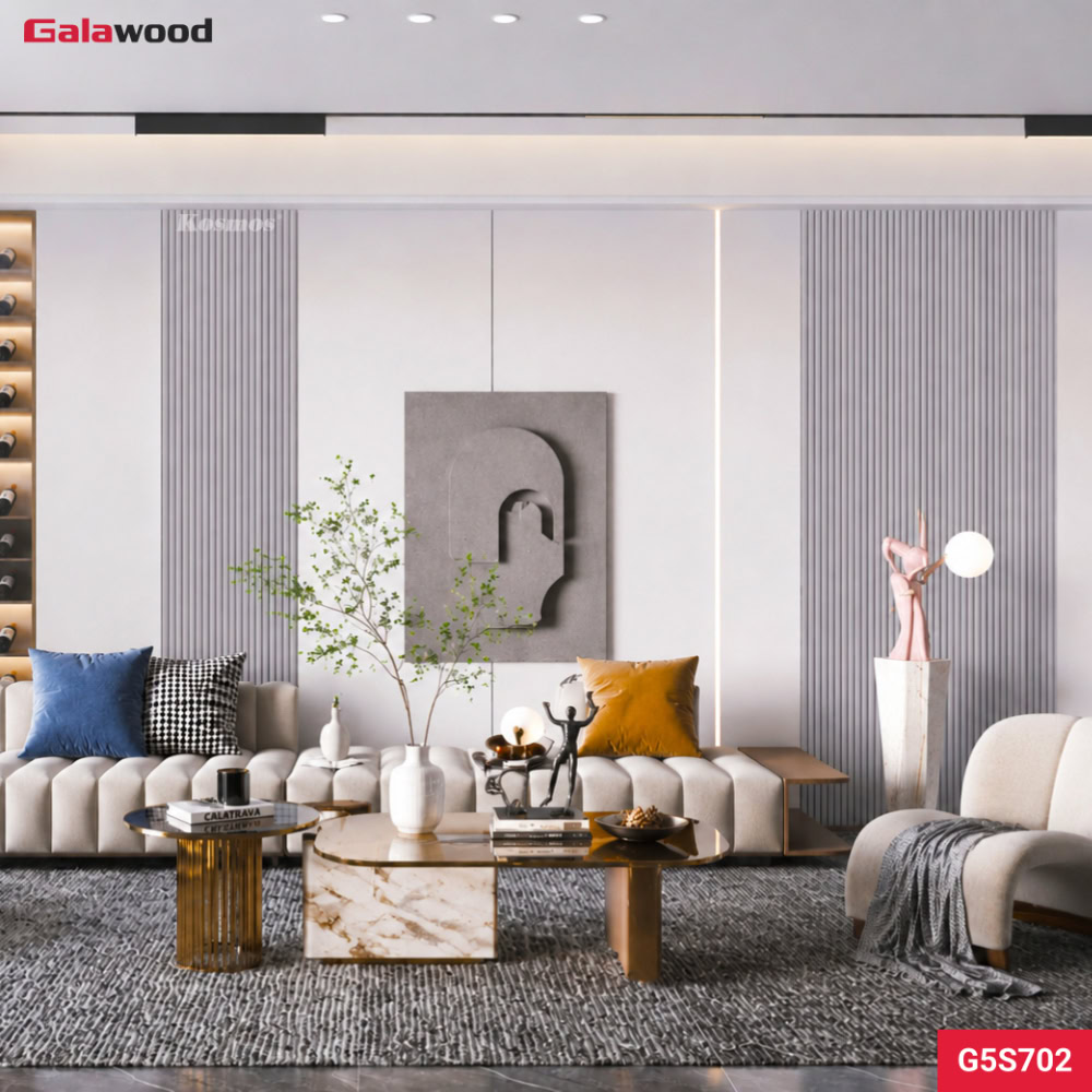 Hình ứng dụng lam sóng Galawood vân đơn sắc xám nhạt G5S702