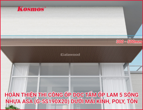 Hướng dẫn thi công lam 5 sóng nhựa ASA ốp dưới mái kính, poly, tôn