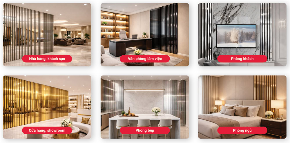 Khu vực lắp đặt tấm ốp inox