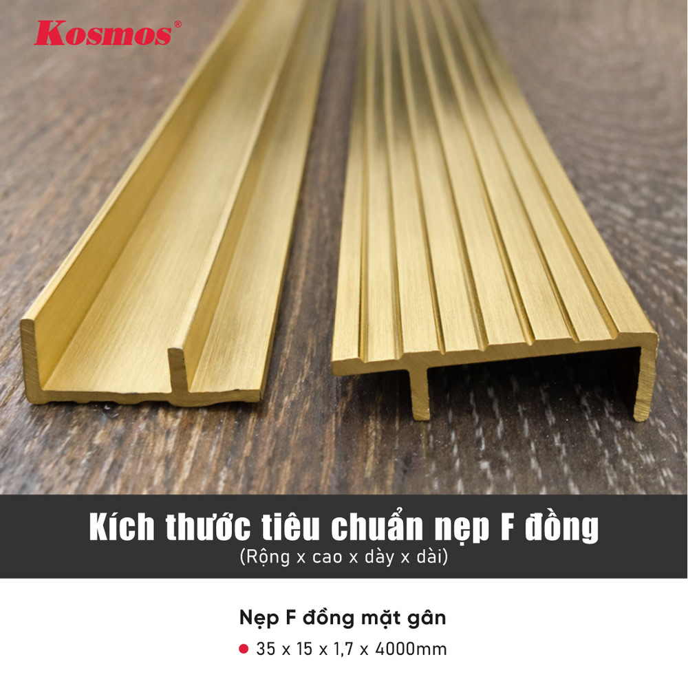 Kích thước tiêu chuẩn nẹp F đồng