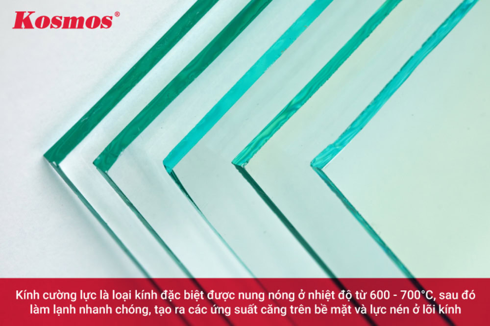 Kính cường lực nung nóng ở nhiệt độ từ 600 - 700°C, sau đó làm lạnh nhanh chóng