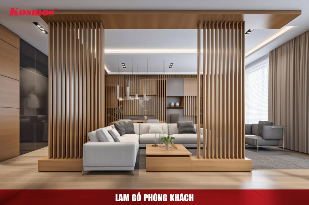 Lam gỗ trang trí phòng khách
