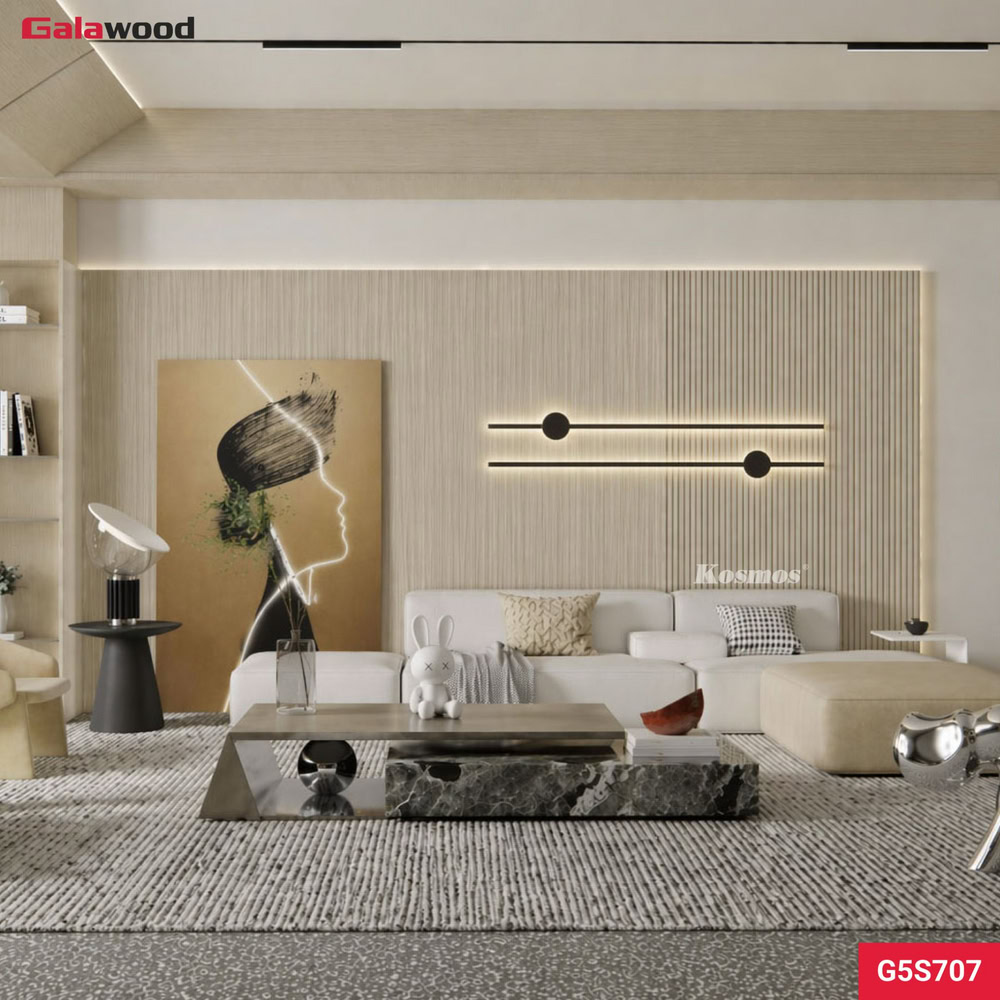 Lam sóng Galawood vân gỗ chống xước xám dọc G5S707 ốp vách sofa