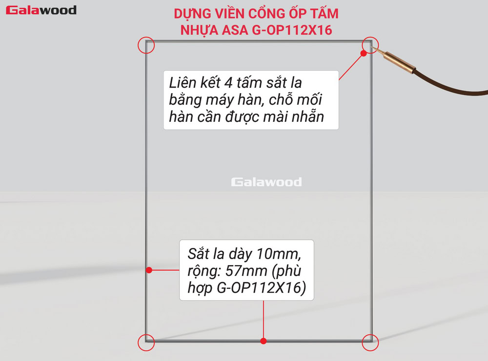 Lắp đặt viền cổng ốp tấm nhựa ASA G-OP112X16