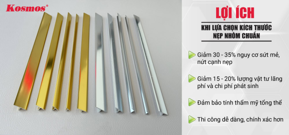 Lợi ích khi lựa chọn kích thước nẹp nhôm chuẩn