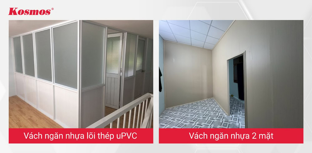 Mẫu mã vách ngăn nhựa lõi thép khác và vách ngăn nhựa 2 mặt