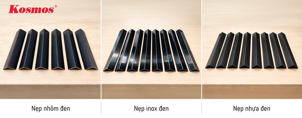 Mẫu nẹp nhôm, inox và nhựa màu đen