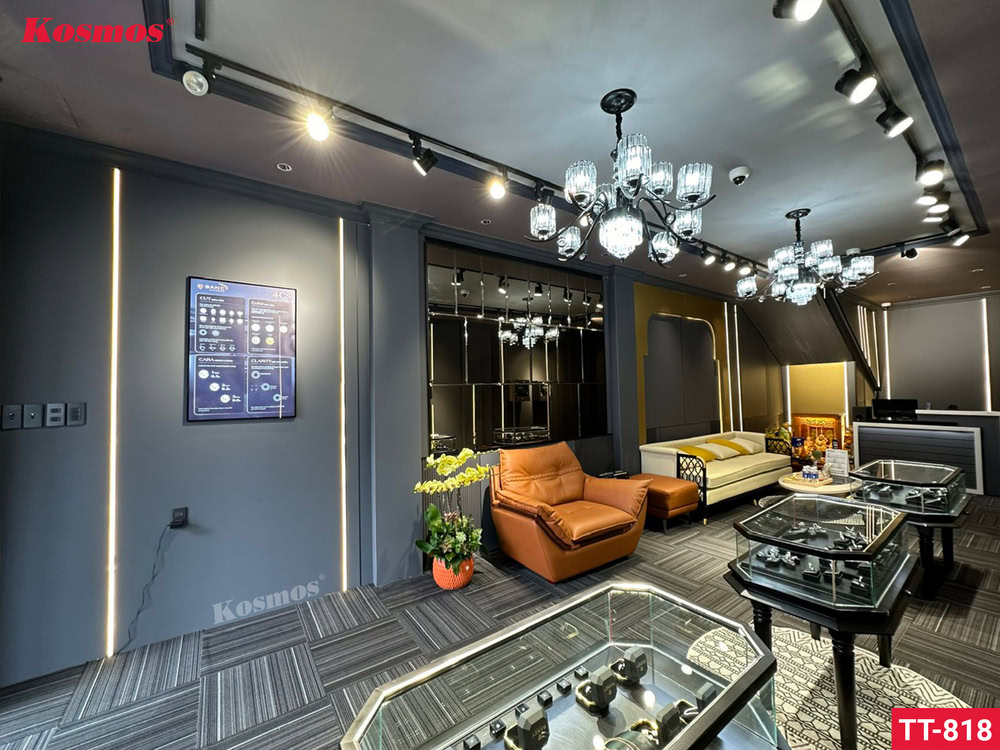 Mẫu tường nhà tạo điểm nhấn bằng các thanh nẹp nhôm H LED