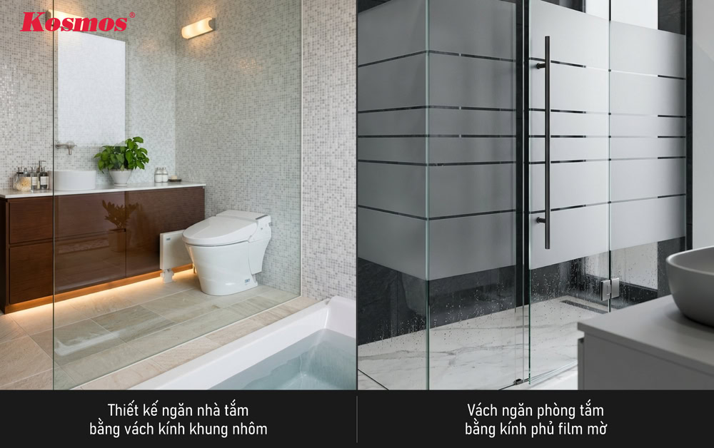Mẫu vách kính ngăn phòng tắm đẹp
