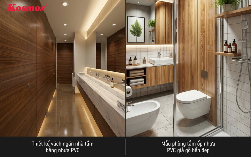 Mẫu vách ngăn nhà tắm nhựa PVC đẹp