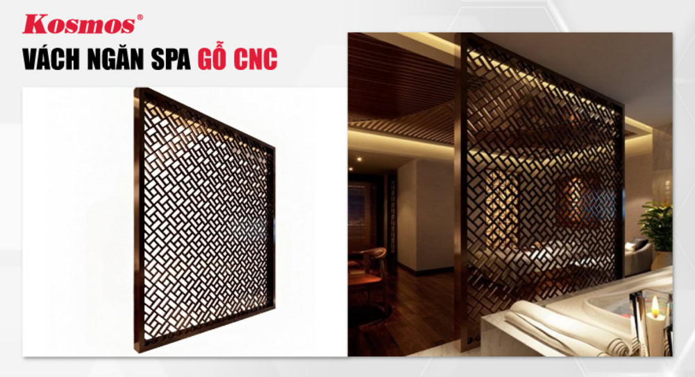 Mẫu vách ngăn phòng spa bằng tấm gỗ gia công CNC
