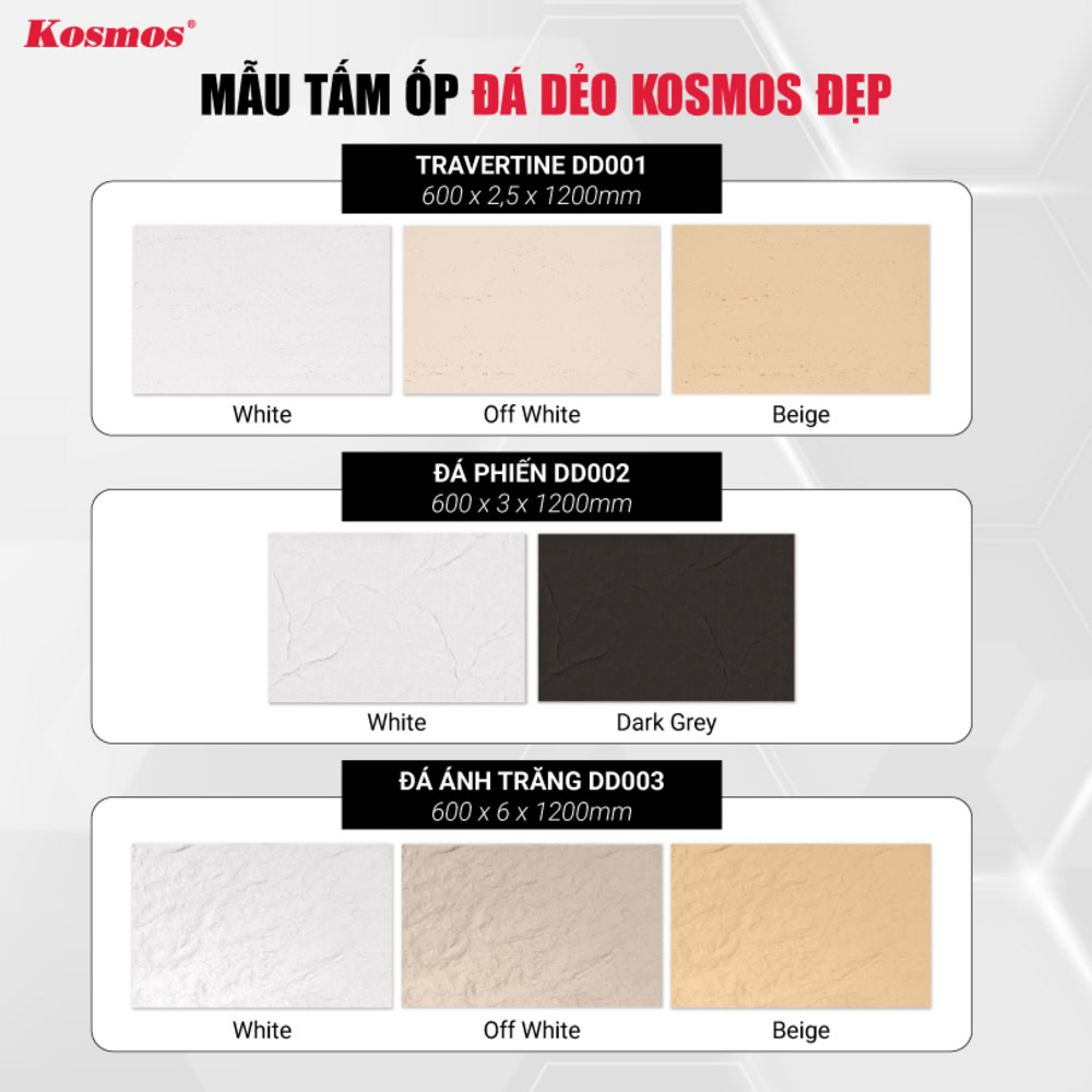 Một số mẫu tấm ốp đá dẻo đẹp tại Kosmos Việt Nam