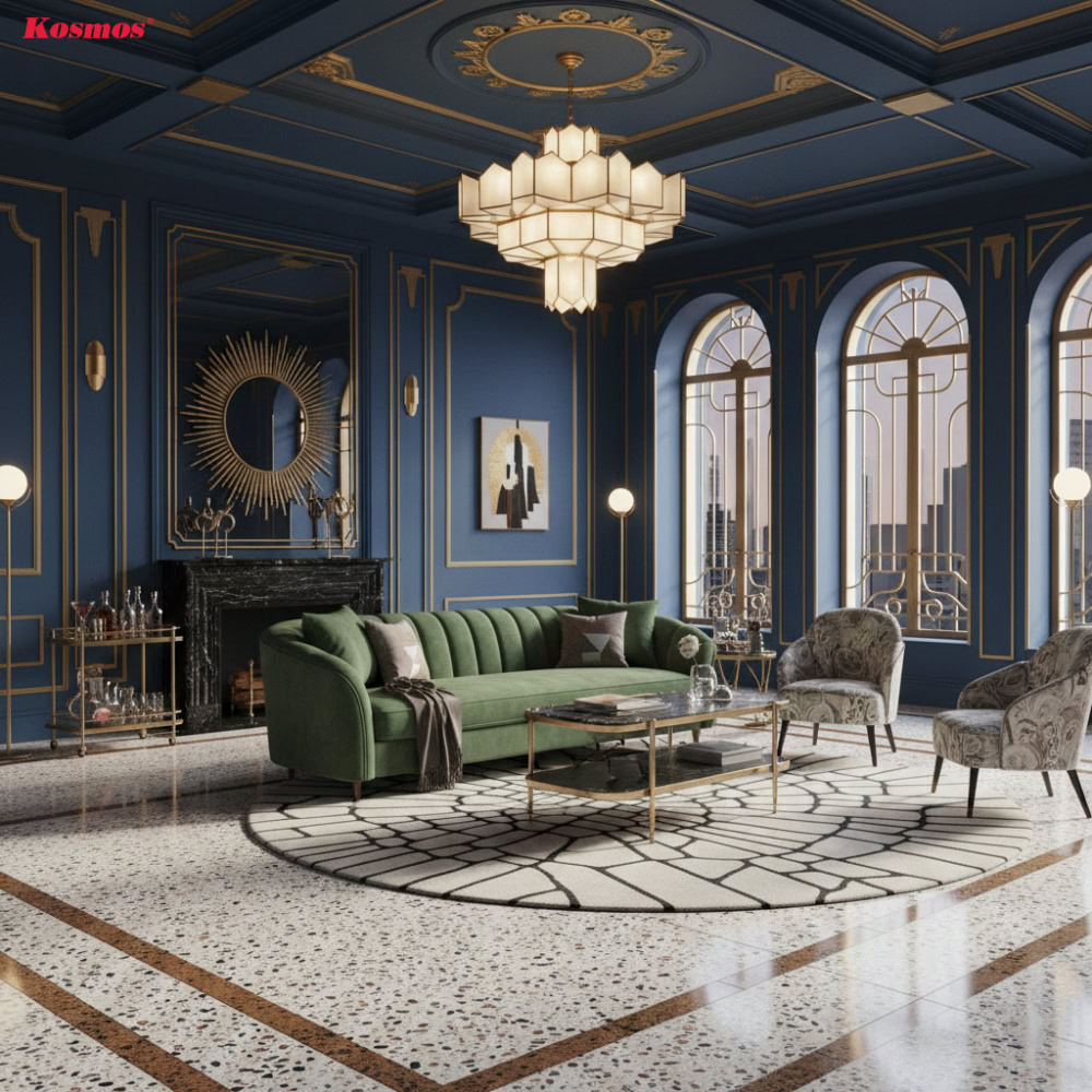 Nền gạch terrazzo với họa tiết hình học cho kiến trúc Art Deco