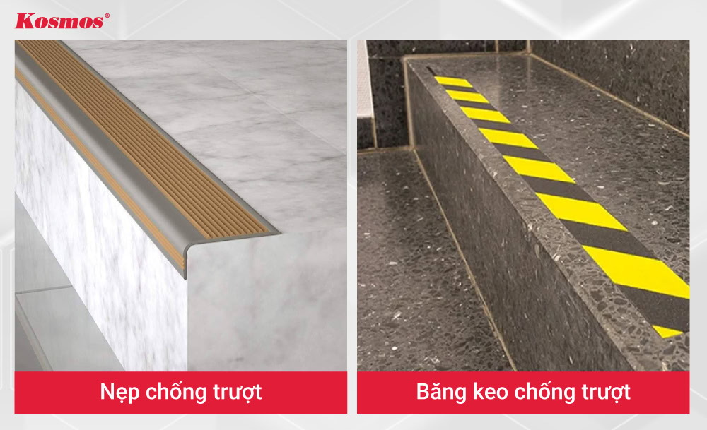Nẹp chống trượt và băng keo chống trượt có ưu nhược điểm khác nhau