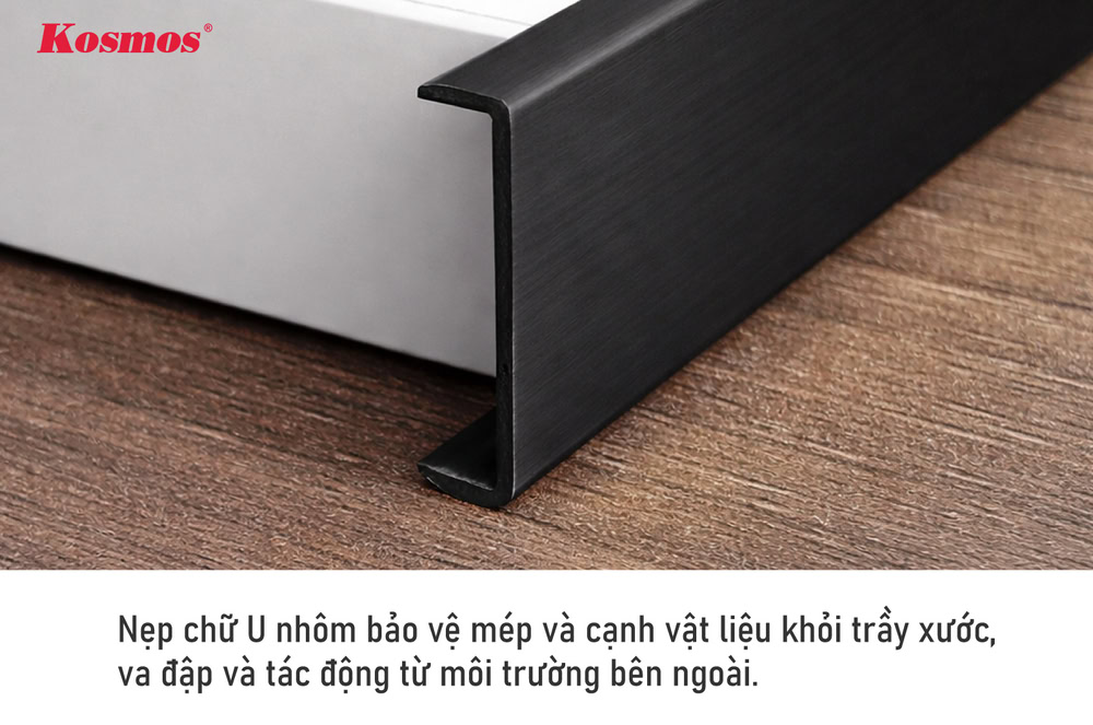 Nẹp chữ U nhôm bảo vệ mép và cạnh vật liệu