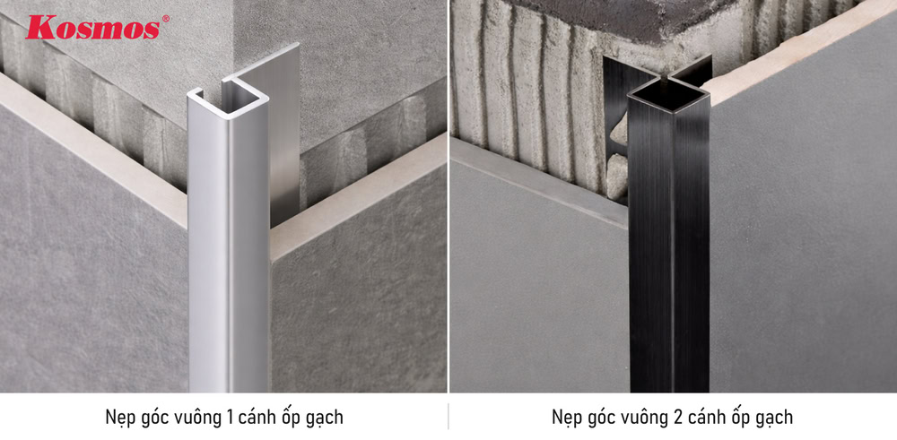 Nẹp góc cạnh vuông bảo vệ mép gạch và tạo đường bo góc cứng cáp