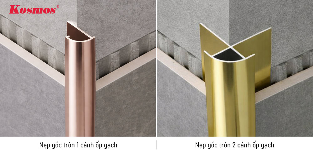 Nẹp ốp góc tròn tạo điểm chuyến tiếp cong nhẹ cho góc tường gạch
