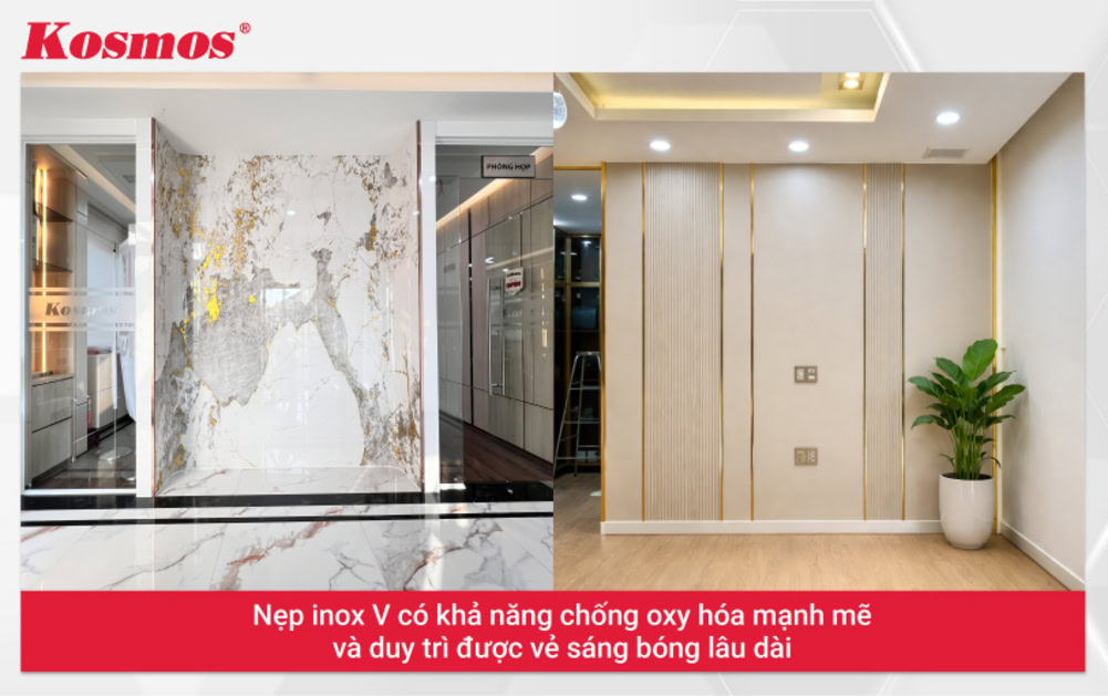 Nẹp V inox ứng dụng ốp góc tường, cột nhà Nẹp V inox ứng dụng ốp góc tường, cột nhà