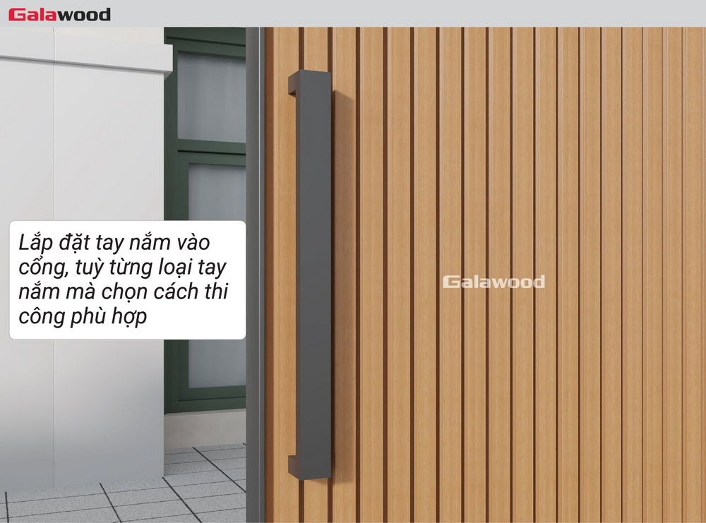 Ốp dọc cổng G-4S219X25: Lắp đặt tay nắm vào cổng