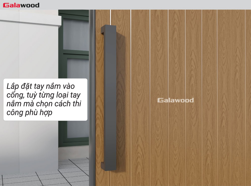 Ốp dọc cổng G-OP112X16: Lắp đặt tay nắm vào cổng