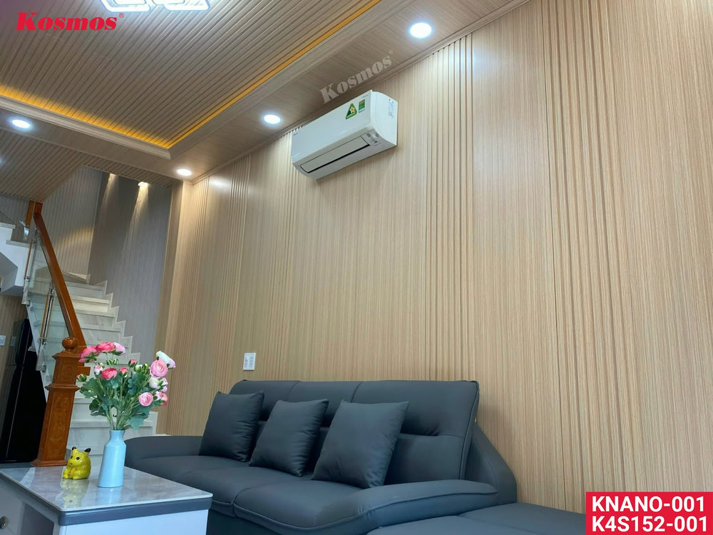 Ốp tường bằng tấm ốp Nano và Lam Sóng Kosmos được thực hiện Đại lý Huỳnh Long